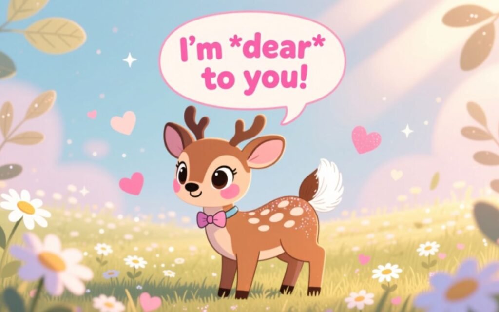 Romantic deer couple with love-themed deer pun